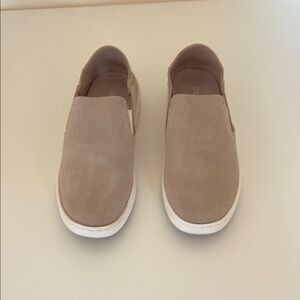 OluKai Tan and White Slip-On Sneakers